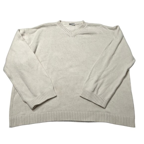 The Fringes V-Neck Cotton Knit Sweater in Ivory - Picture 1 of 5